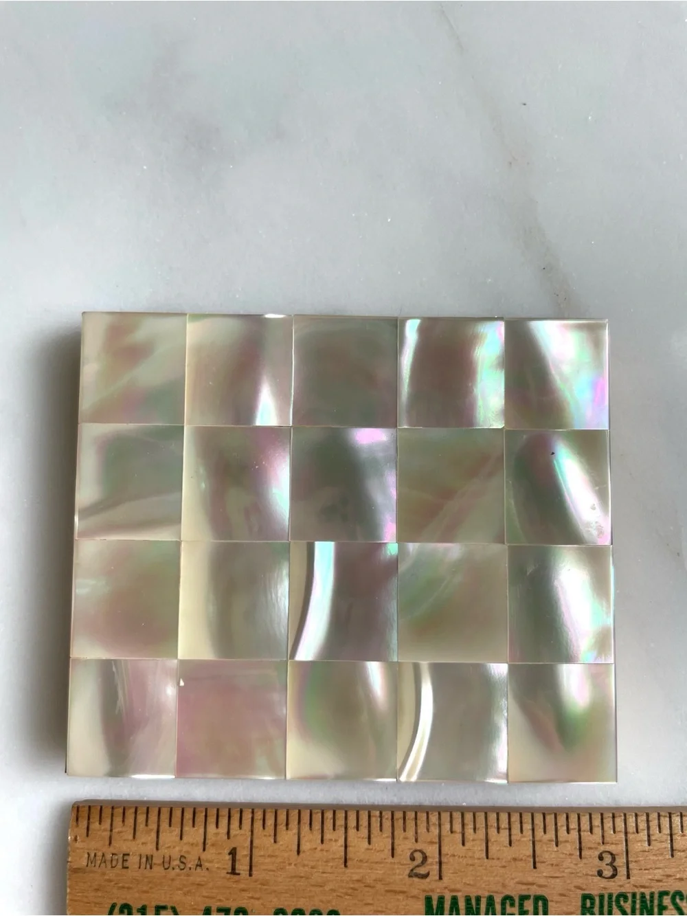Vintage Iridescent Mother of Pearl checkerboard cosmetic case